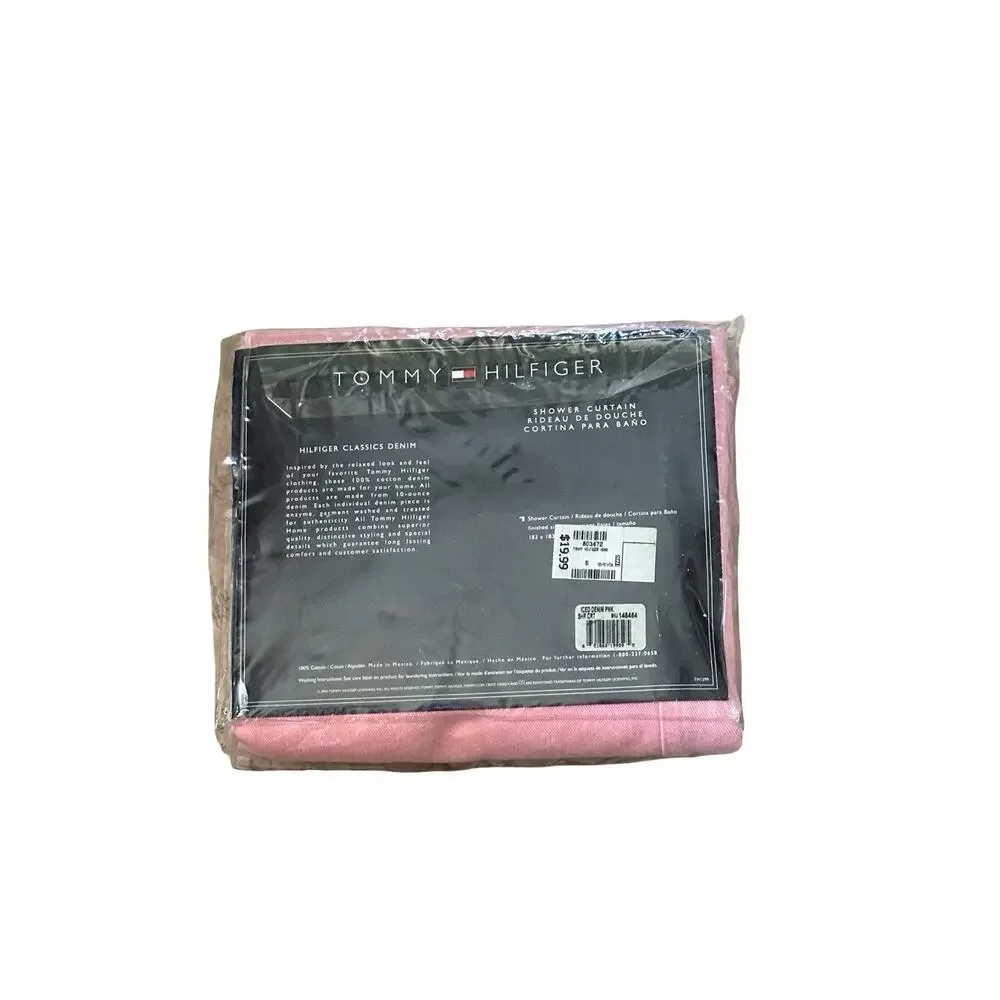 Tommy Hilfiger Home Iced Denim Pink Garment Washed Denim Shower Curtain 72x72